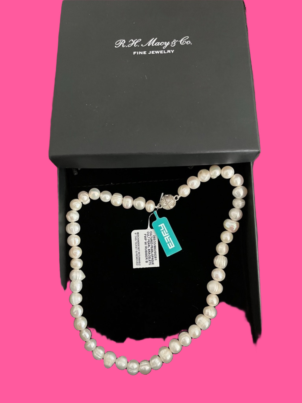 EFFY White Cultured Freshwater Pearl Necklace w/Bejeweled Magnetic Clasp